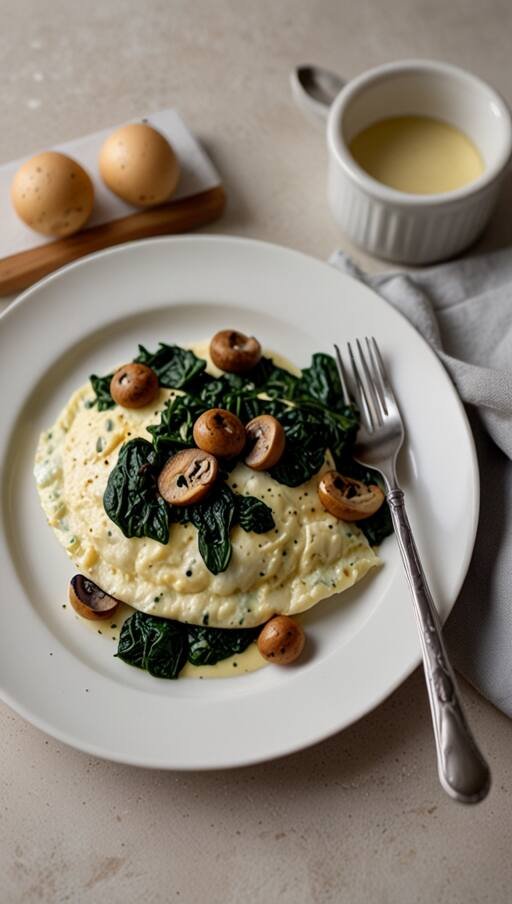 Egg White Omelette with Spinach & Mushrooms