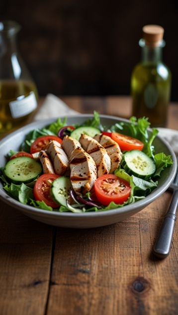 Grilled Chicken Salad with Olive Oil Dressing