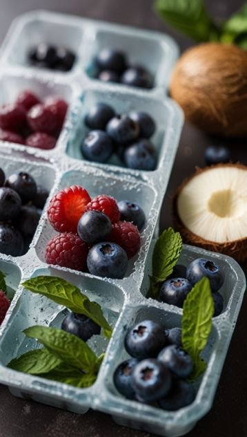 Coconut Blueberry Ice Cubes