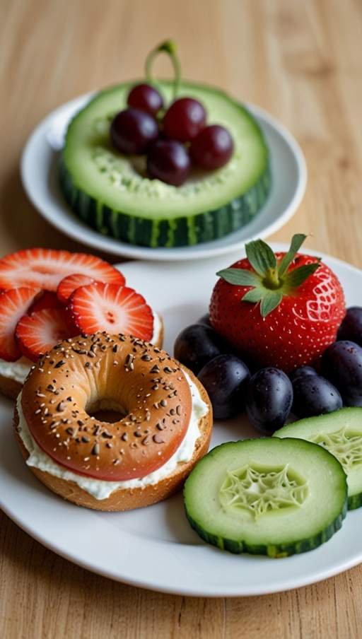 Cream Cheese Bagel with Cucumber