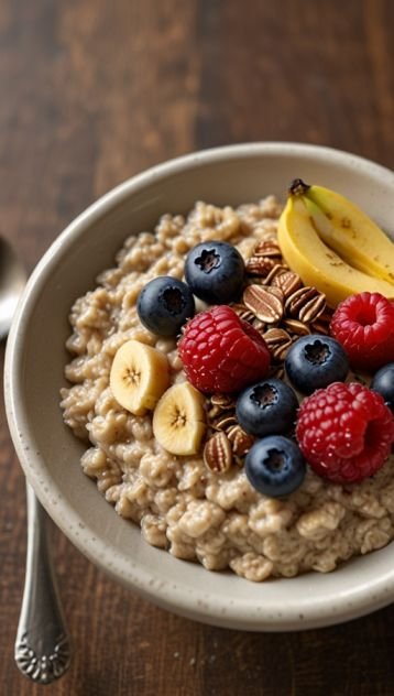 Oatmeal with Flaxseeds & Fresh Fruit