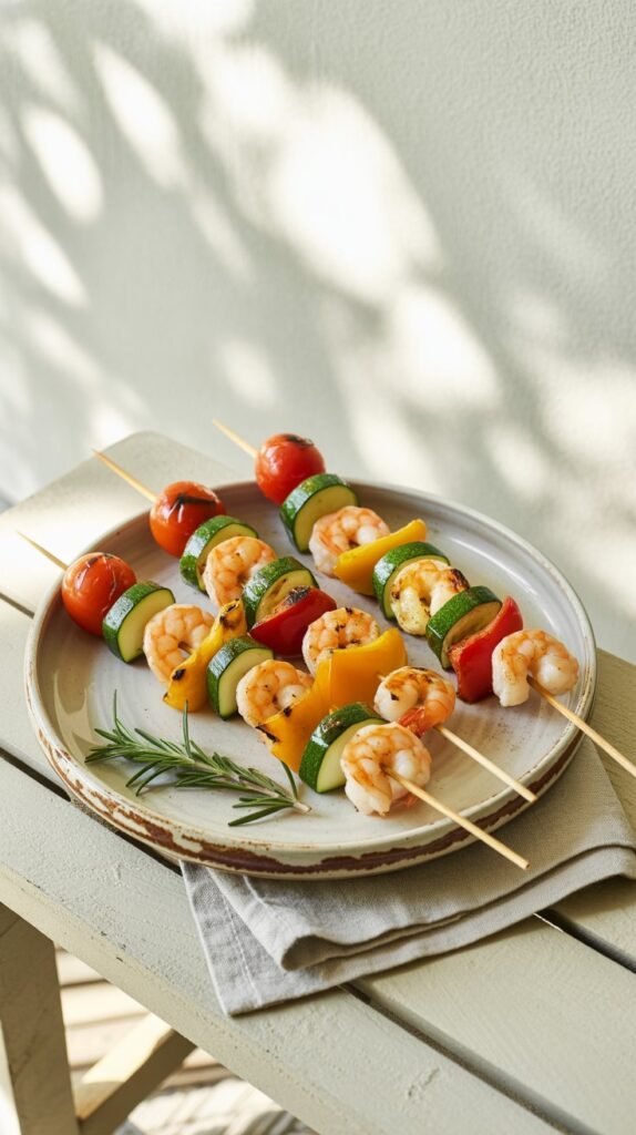 Grilled Shrimp Skewers with Veggies