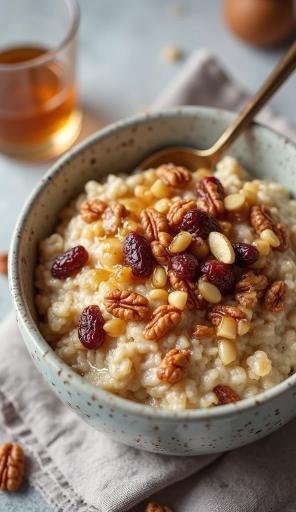 Nutty Oatmeal with Dried Fruit