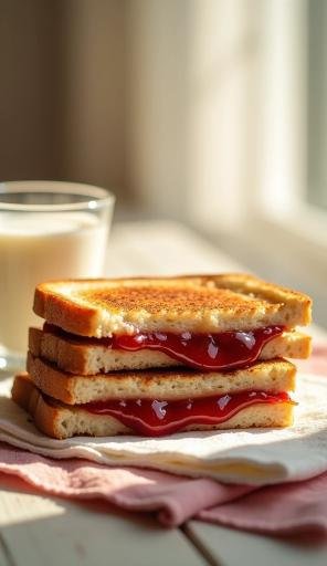 Peanut Butter & Jelly Hot Sandwich with Milk