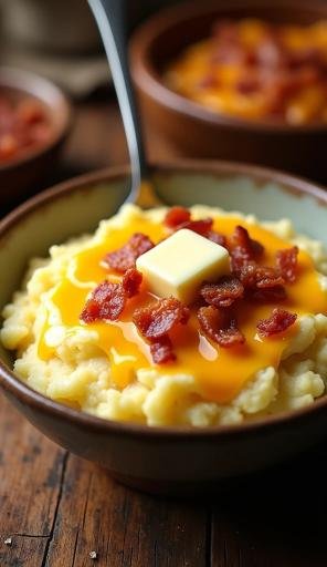 Creamy Mashed Potato with Cheese & Bacon