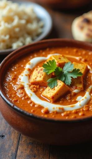 Paneer Butter Masala with Rice (or Bread)
