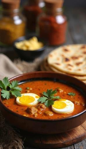Masala Egg Curry with Chapati & Ghee