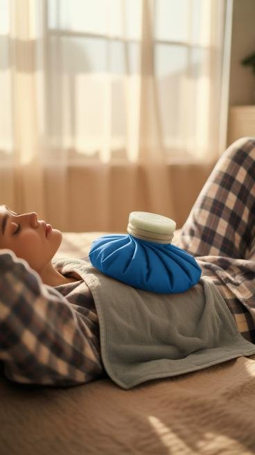 Cold compress on the lower back
